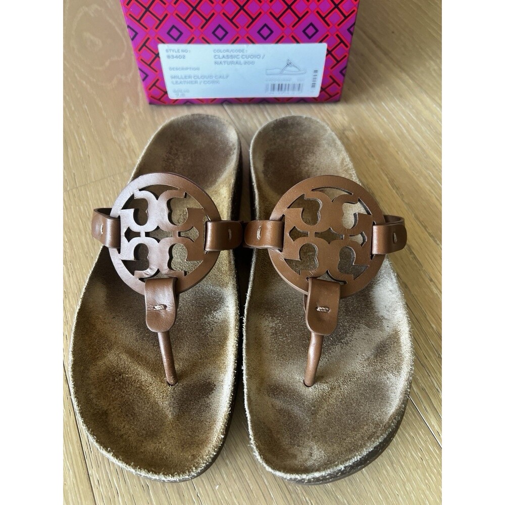 Tory Burch Brown Cutout Logo Thong Sandals - Picture 2 of 8